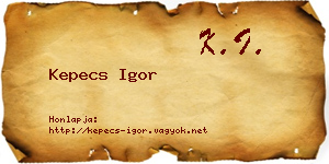 Kepecs Igor névjegykártya